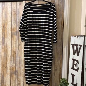 Moyabo Navy and White Striped Dress